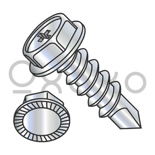 8-18X1/2 Phillips Hexwasher Serrated Self Drilling Screw Full Thread Zinc and Bake