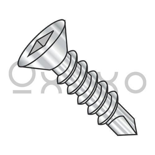 8-18X1/2 Square Drive Flat Head Self Drilling Screw Full Thread 410 Stainless Steel