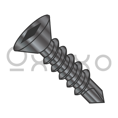 8-18X1/2 Square Drive Flat Head Fully Thredaed Self Drilling Screw Black Oxide & Oil