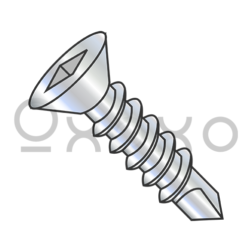 6-20X5/8 Square Drive Flat Head Fully Threaded Self Drilling Screw Zinc And Bake