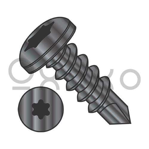 6-20X3/8 6 Lobe Pan Self Drilling Screw Fully Threaded Black Oxide & Oil