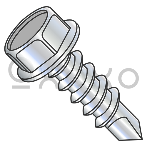 10-16X3/4 Unslotted Indented Hexwasher High Head Self Drill Screw Full Thread #3 Point