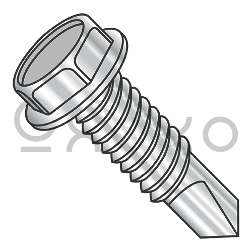 12-24X1 1/4 Unslotted Hexwasher Self Drilling Screw Full Thread 410 Stainless Steel