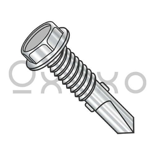 12-24X7/8 Unslot Hexwasher Self Drill Screw #4 Point w/Wings Full Thread 410 Stainless Ste