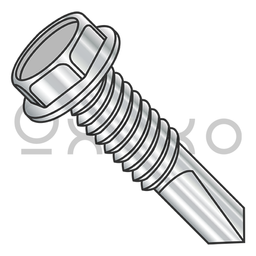 12-24X7/8 Unslotted Hexwasher Self Drilling Screw #4 Point Full Thread 410 Stainless Steel