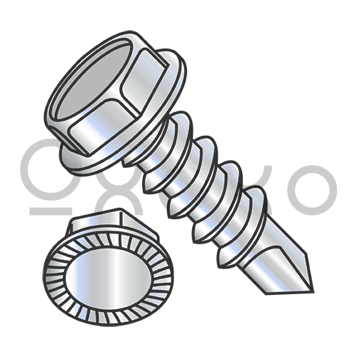 6-20X1/2 Unslotted Hexwasher Serrated Self Drilling Screw Full Thread Zinc and Bake
