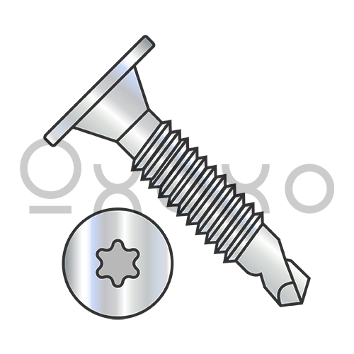 10-24X3/4 6 Lobe Wafer Head Self Drilling Screw Machine Screw Thread F/T Zinc Bake