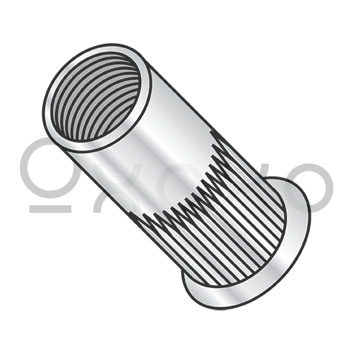6-32-.080 Small Head Ribbed Threaded Insert Rivet Nut Aluminum Cleaned and Polished
