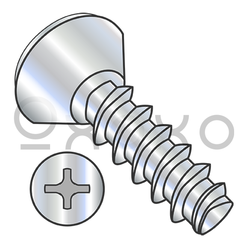 8-16X3/8 Phillips Oval Undercut Plastite Alternative 48-2 Full Threaded Zinc Bake And Wax