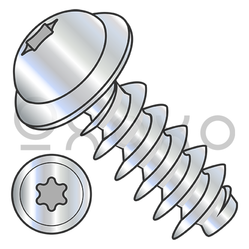 M2.2-0.98X4 Metric 6 Lobe Round Washer PT Alternative Fully Threaded Zinc & Bake