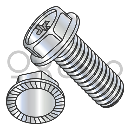 6-32X1/4 Phillips Indented Hex Washer Head Serrated Machine Screw Fully Threaded Zinc