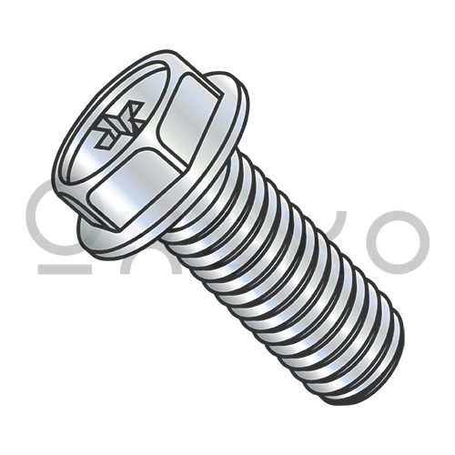 4-40X1/4 Phillips Indented Hex Washer Machine Screw Fully Threaded Zinc