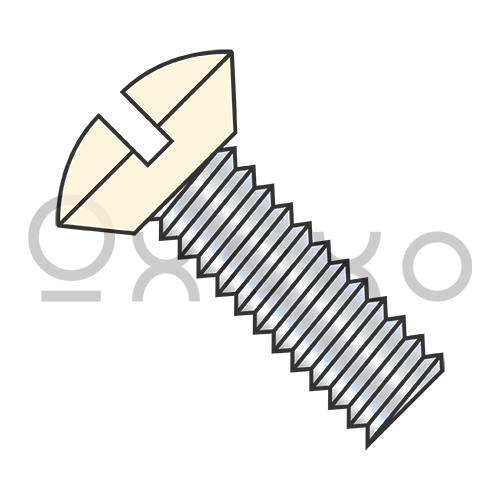 6-32X3/8 Slotted Oval Undercut Machine Screw Fully Threaded Zinc with Ivory Painted Head