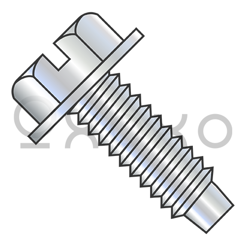 5/16-18X4 Slotted Indented Hex Washer Head Machine Screw Full Thread 3/16 Dog Point Zinc