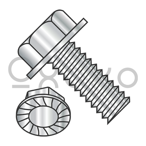 8-32X1/2 Unslotted Indent Hex Washer Head Serrated Machine Screw F/T 18-8 Stainless Steel