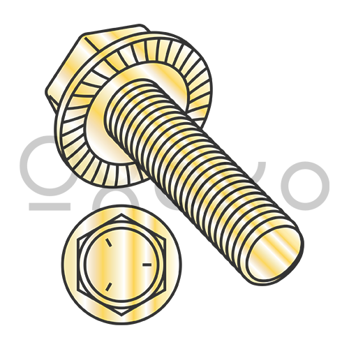 1/4-20X5/8 Serrated Hex Flanged Washer Full Thrd Grade 5 w/Head Markings Zinc Yellow