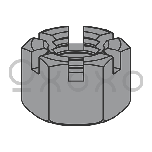 1 1/8-7 Slotted Heavy Hex Nut Plain