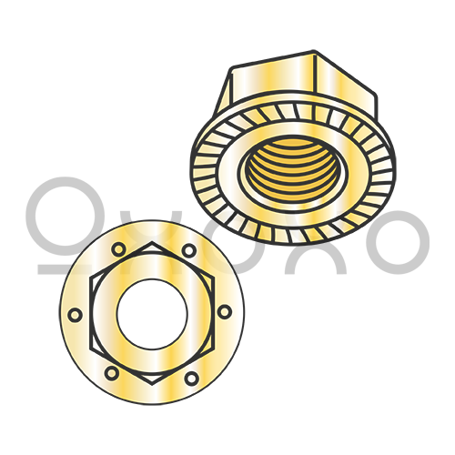 5/16-18 Serrated Flange Hex Lock Nuts Grade 8 Zinc Yellow