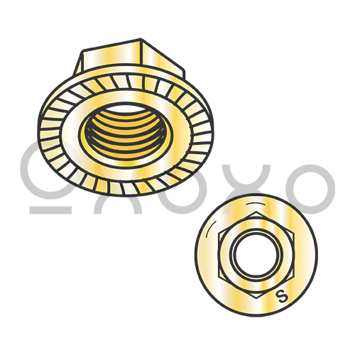 1/4-20 Serrated Large Flange Hex Lock Nuts Grade 8 Zinc Yellow