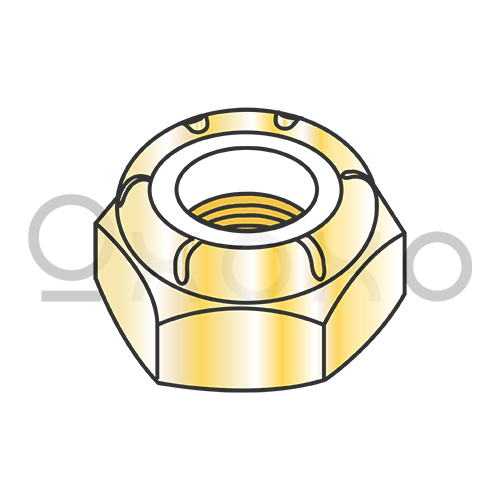 1-14 NTE Thin Pattern Nylon Insert Hex Lock Nut Fine Thread Zinc Yellow