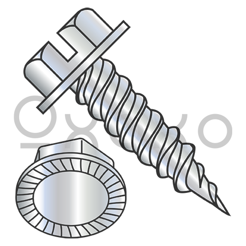 8-15X3/8 Slot Ind Hex Washer Serrated 1/4" Across The Flats F/T Self Piercing Needle Zinc