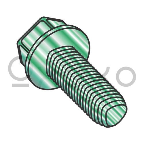 6-32X3/8 Ind Hex Wash GroundingTaptite Alternative Thrd Roller Fully Thrd Zc Green B/W