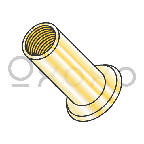 6-32-.075 Flat Head Threaded Insert Rivet Nut Steel Zinc Yellow Dichromate NON-RIBBED