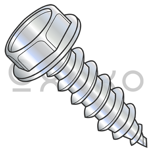 1/4-14X1 1/2  Unslotted Ind Hex Washer 7/16 A/F Self Tap Screw Type A B Full Thread ZincBake