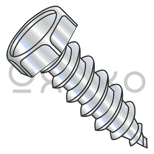 14X3/4 7/16AF  Unslot Indent7/16 A/F Hex Head Self Tap Screw Type A Full Thread Zinc & Bake