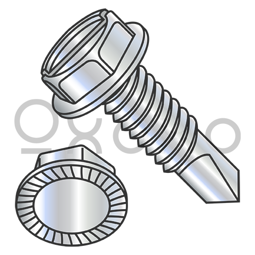 1/4-20X3/4  A/F.428-.437  Slot Indented hex wash Serrated Self Drill  Full Thread Zinc