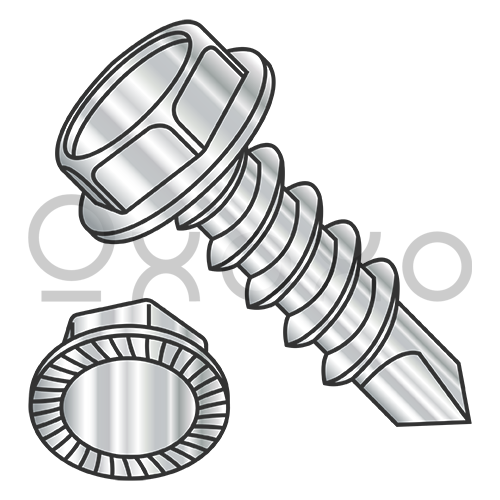14X1  Unslotted Hexwasher Serrated 7/16 A/F Self Drill Full Thread 18 8Stainless Steel