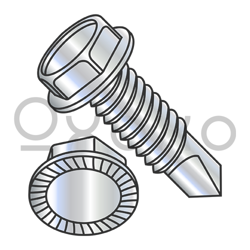 1/4-20X5/8  7/16 A/F Hd Hgt.172-.190 Unslot Ind Hexwash Serrate Self Drill F/T #2 Zinc Bake