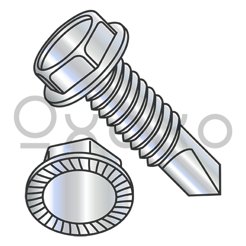 1/4-20X5/8  7/16 A/F Unslotted Indented Hexwasher Serr SDS M/S Full Thread Zinc Bake