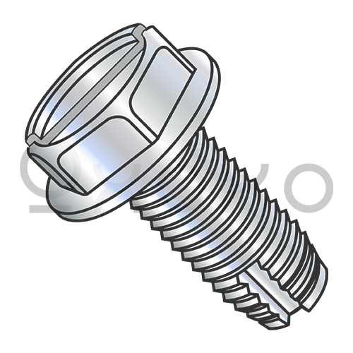 6-32X1/4  Slotted Indented Hex Washer Thread Cutting Screw Type 1 Fully Threaded Zinc Bake