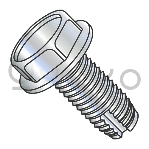 8-32X1/4  Unslotted Indented Hex Washer Thread Cutting Screw Type 1 Full Thread Zinc Bake