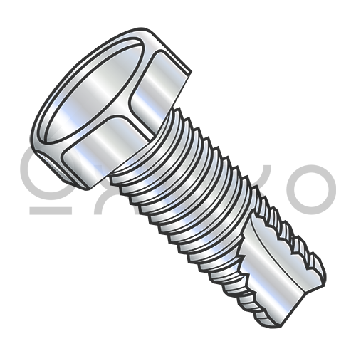 8-32X1/2  Unslotted Indented Hex Head Thread Cutting Screw Type 23 Full Thread Zinc & Bake