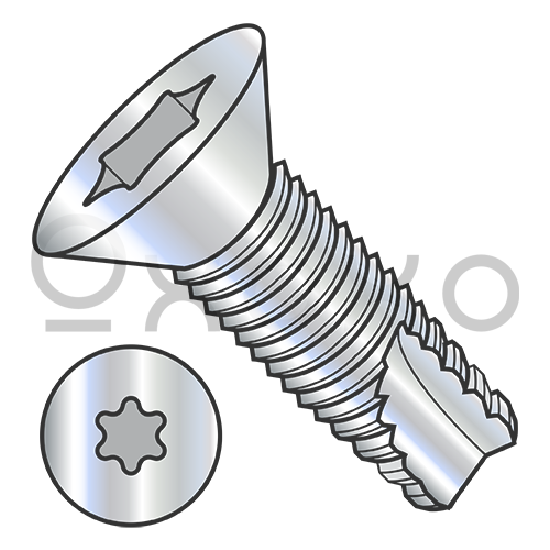 6-32X1/2  6 Lobe Flat Thread Cutting Screw Type 23 Fully Threaded Zinc And Bake