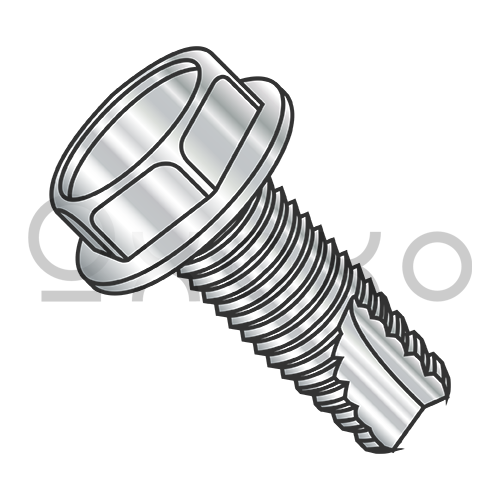 8-32X3/8  Unslot Ind Hex Washer Thread Cutting Screw Type 23 Full Thread 18 8 Stainless St