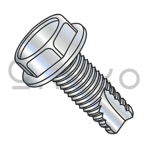 6-32X3/8  Unslotted Indented Hex Washer Thread Cutting Screw Type 23 Full Thread Zinc Bake