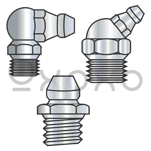 1/8-27X.750  Grease Fitting 7/16 Hex, 1/8-27 SPL Pipe Thread Zinc ROHS Hole Size .373-.380