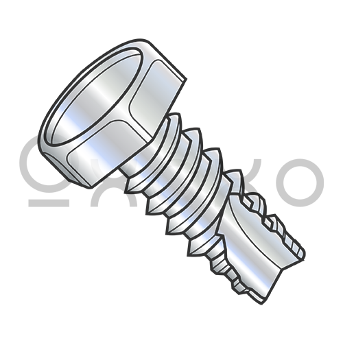 1/4-14X1  Unslotted Indented Hex Thread Cutting Screw Type 25 Fully Threaded Zinc And Bake