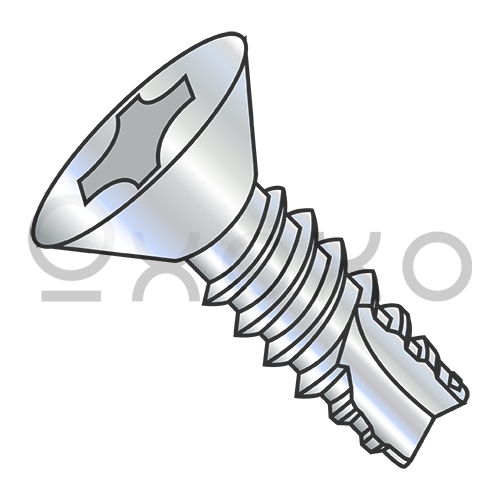 2-32X3/8  Phillips Flat Thread Cutting Screw Type 25 Fully Threaded Zinc And Bake