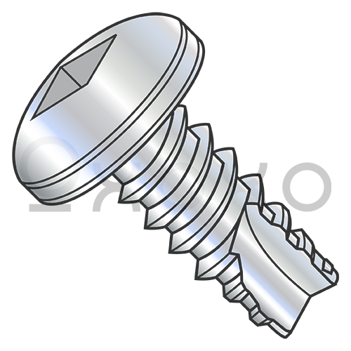 6-20X1/4  Square Drive Pan Thread Cutting Screw Type 25 Fully Threaded Zinc And Bake