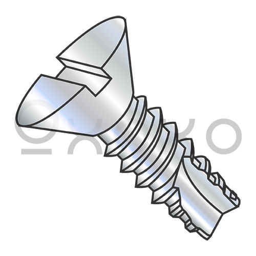 6-20X3/8  Slotted Flat Thread Cutting Screw Type 25 Fully Threaded Zinc