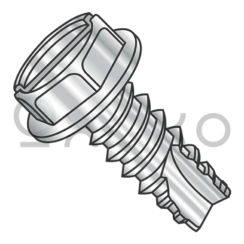 6-20X5/16  Slot Indent Hex Washer Thread Cut Screw Type 25 Full Thread 18 8 Stainless Steel