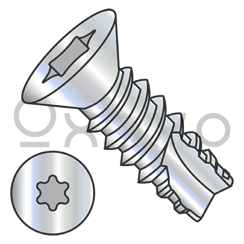 4-24X3/8  6 Lobe Flat Thread Cutting Screw Type 25 Fully Threaded Zinc And Bake