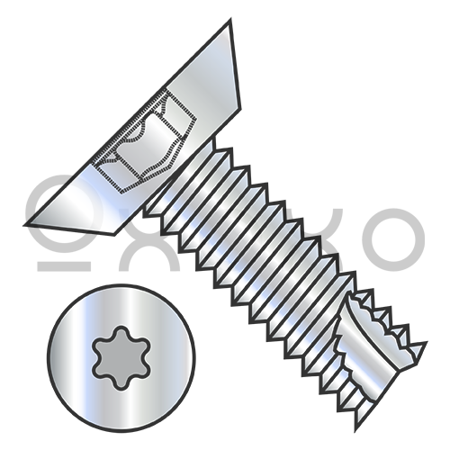 4-24X1/4  6 Lobe Flat Undercut Thread Cutting Screw Type 25 Fully Threaded Zinc And Bake