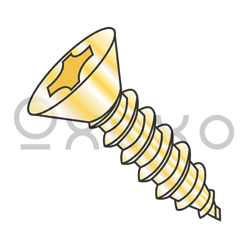 6-20X3/4  Phillips Flat Self Tapping Screw Type AB Fully Threaded Zinc Yellow And Bake