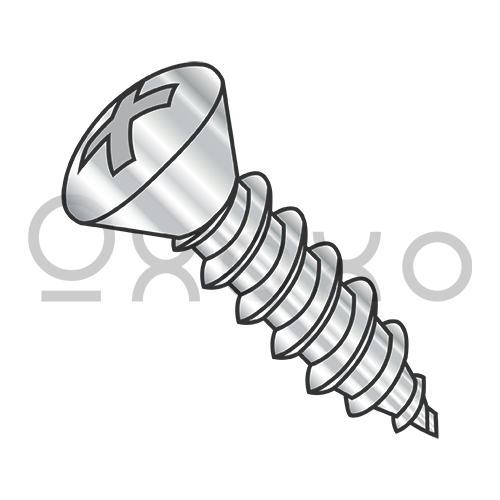 4-24X5/16  Phillips Oval Self Tapping Screw Type AB Fully Threaded 18-8 Stainless
