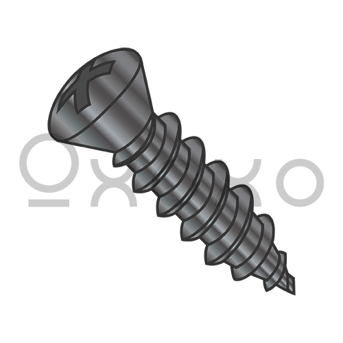 8-18X1/2  Phillips Oval Self Tapping Screw Type A B Number Six Head Fully Thrd Black Oxide